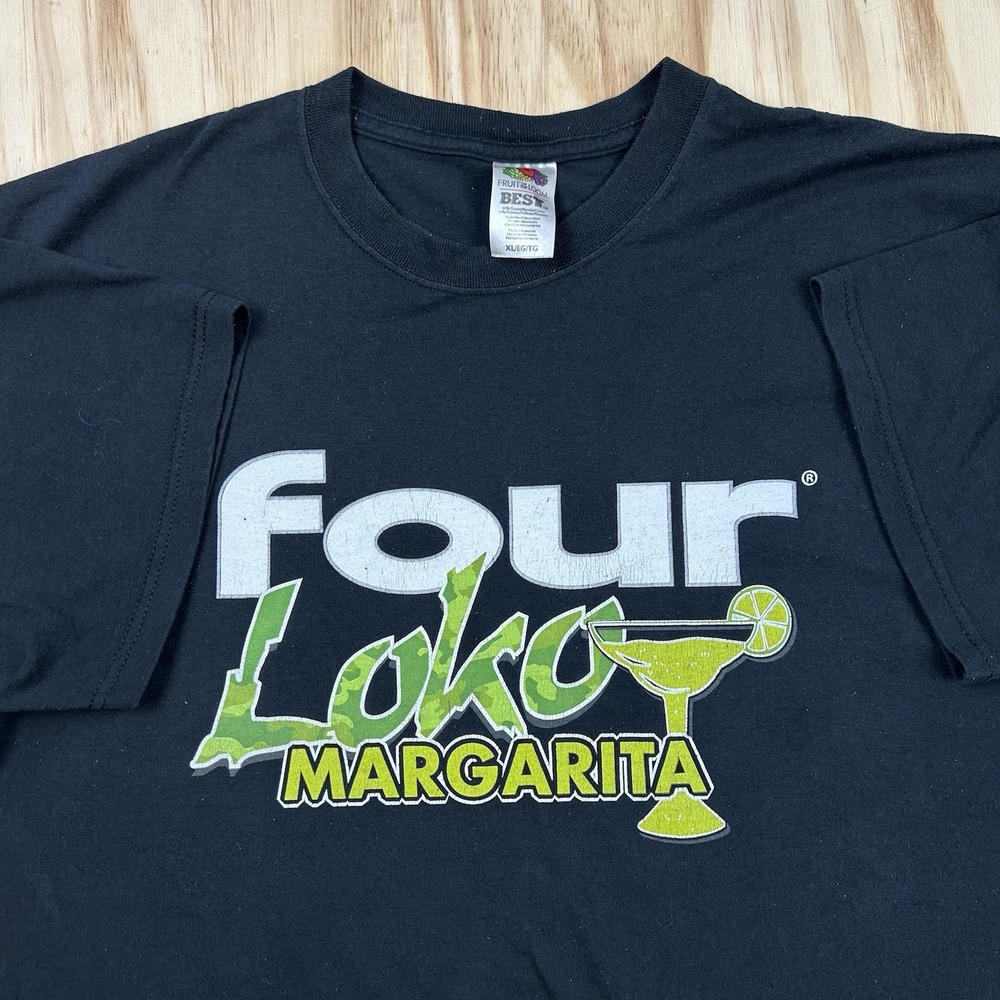 Vintage Y2K Four Loko Margarita Mens XL Black Short Sleeve Graphic T-Shirt